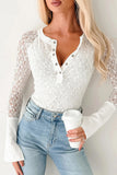 Sheer Lace Long Sleeve Henley Top