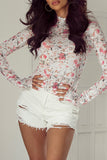 Fitted Floral Mesh Top
