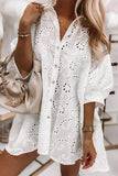 Button-Up Blouse with Eyelet Detailing