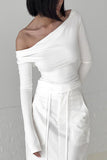 Off-Shoulder Fitted Long Sleeve Top