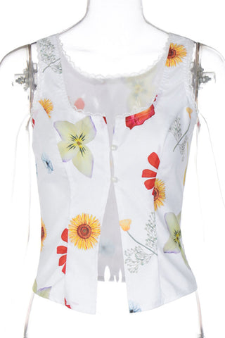 Floral Button-Down Tank Top