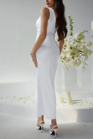 Elegant Deep V-Neck Evening Gown