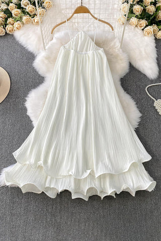 Flowing Pleated Halter Dress