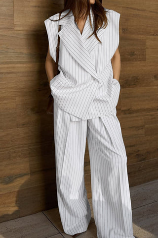 Double-Breasted Striped Pant Set