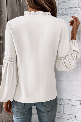 Elegant Pleated Blouse with Lace Detail