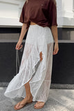 Ruffled Sheer Lace Skirt