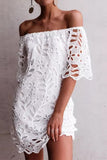 Off-Shoulder Lace Casual Dress