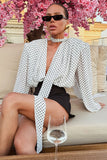 Polka Dot Tie-Neck Blouse