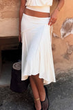 Asymmetrical Midi Skirt with Tie Detail