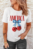 Bow Cherry Print Crewneck T Shirt