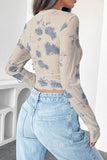 Long Sleeve Tie-Dye Mesh Top