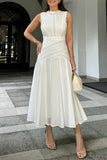 Elegant Lace Trim Vacation Dress