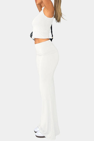 Sleeveless Crop Top and Maxi Skirt Set