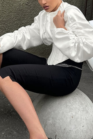 Dramatic Puff Sleeve Corset Blouse