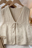 Textured Knit Tie-Front Vest