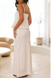 Buttoned Crop Top and Maxi Skirt Set
