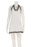 Lace-Trim Polka Dot Casual Dress