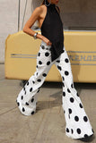 Chic Polka Dot Flare Casual Pants