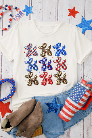 Balloon Dog Print Crew Neck T Shirt