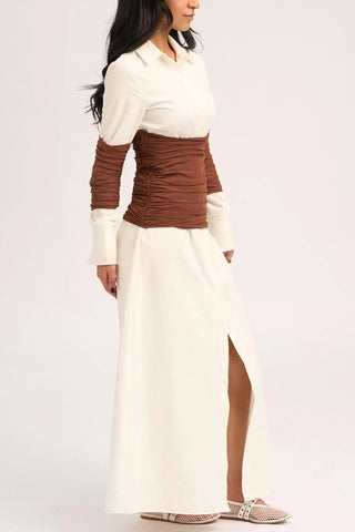 Contrast Waist Shirt Dress