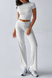 Short-Sleeve Crop Top and Pants Set