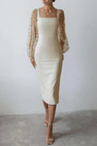Elegant Square-Neck Casual Dress