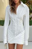 Button-Up Long Sleeve Mini Dress