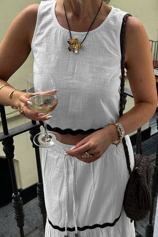 Scalloped Trim Skirt Set