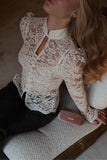 Elegant High-Neck Lace Blouse