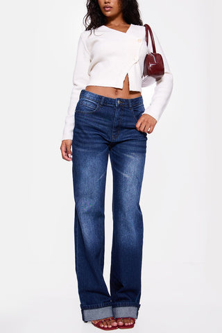 Asymmetric Button Cardigan