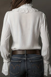 Lace-Trimmed Ruffle Blouse