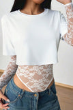 Lace Detail Long Sleeve Bodysuit