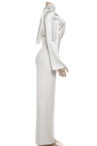 Elegant Satin Long-Sleeve Pant Set