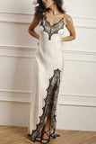 Lace-Trimmed Casual Maxi Dress