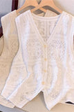 Button-Front Lace Tank Top