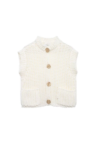 Chunky Knit Button Cardigan Vest