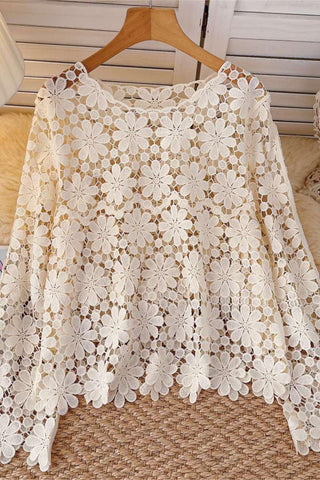 Floral Lace Openwork Sweater