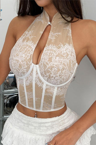 Lace Halter Neck Cami Top