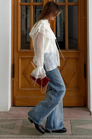 Ruffled Button-Front Blouse