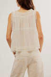 Lace-Trimmed Button-Front Tank