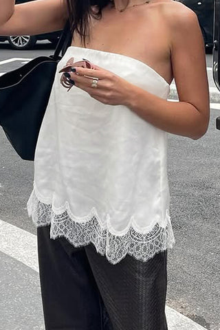 Strapless Lace Trim Camisole