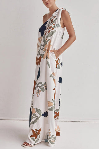 One-Shoulder Floral Casual Dress