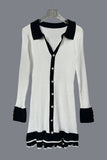 Button-Front Ribbed Dress