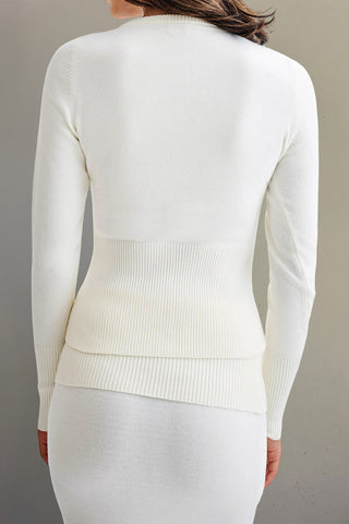 Chic Ribbed Cardigan with Long Sleeves