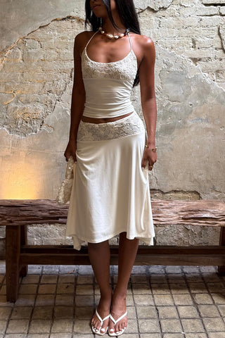 Chic Lace-Trim Skirt Set