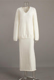 V-Neck Long Sleeve Skirt Set