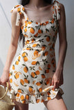 Fruity Print Tie Strap Sundress