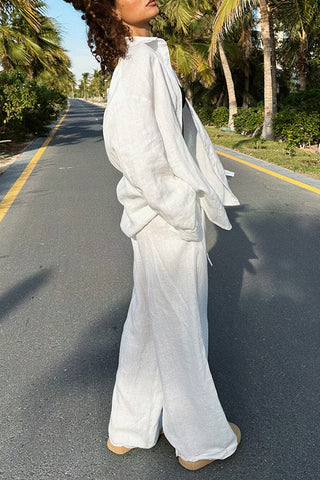 Classic Button-Front Shirt and Pant Set