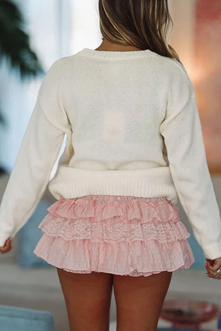 Cherry Pattern Drop Shoulder Sweater