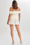 Pleated Off-Shoulder Blazer Dress